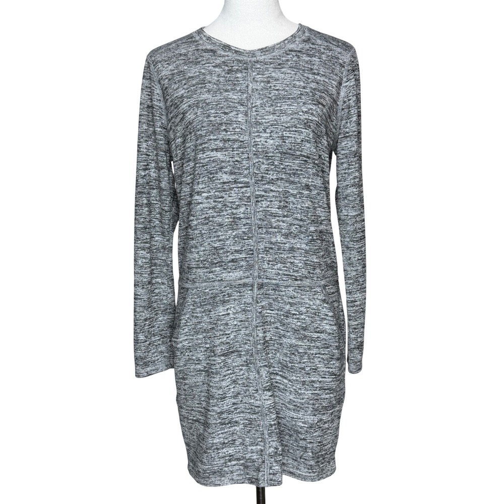 Athleta Women Dress Size M Grey Space Dye Long Sleeve Pockets 243072